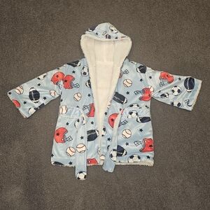 🏈💙 Snuggly Baby Faux Mink Sports Print Bathrobe: One Size (0–18 Months) 💙🏈